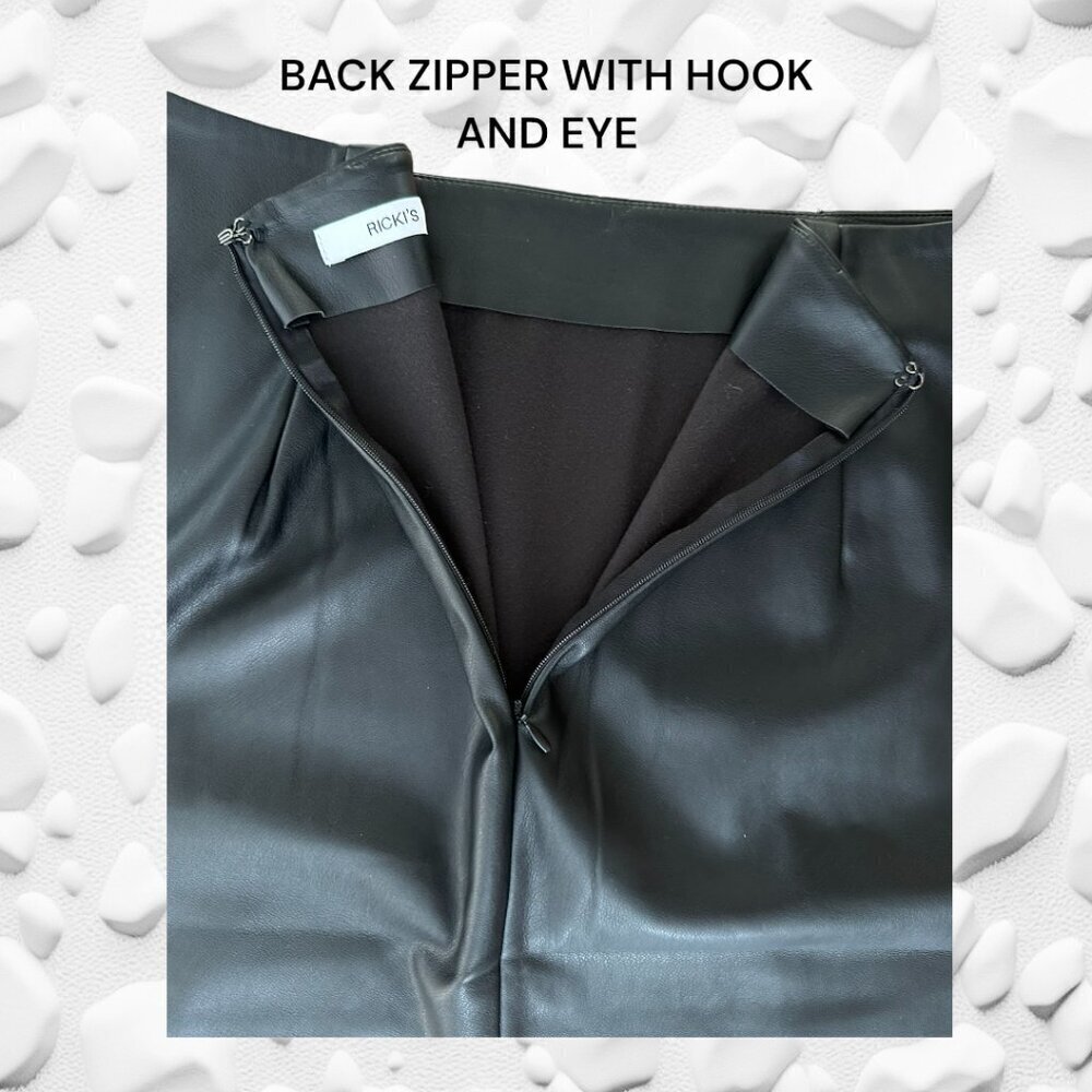 RICKIS Black Pencil Skirt in Faux Leather NWT - Picture 3 of 7
